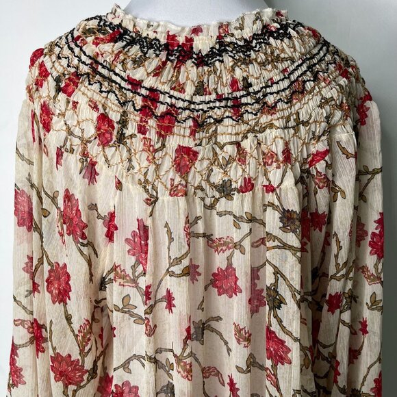 Free People Women's Cream Red Floral Keeping Up with Kara Tunic Size Large - Picture 11 of 13